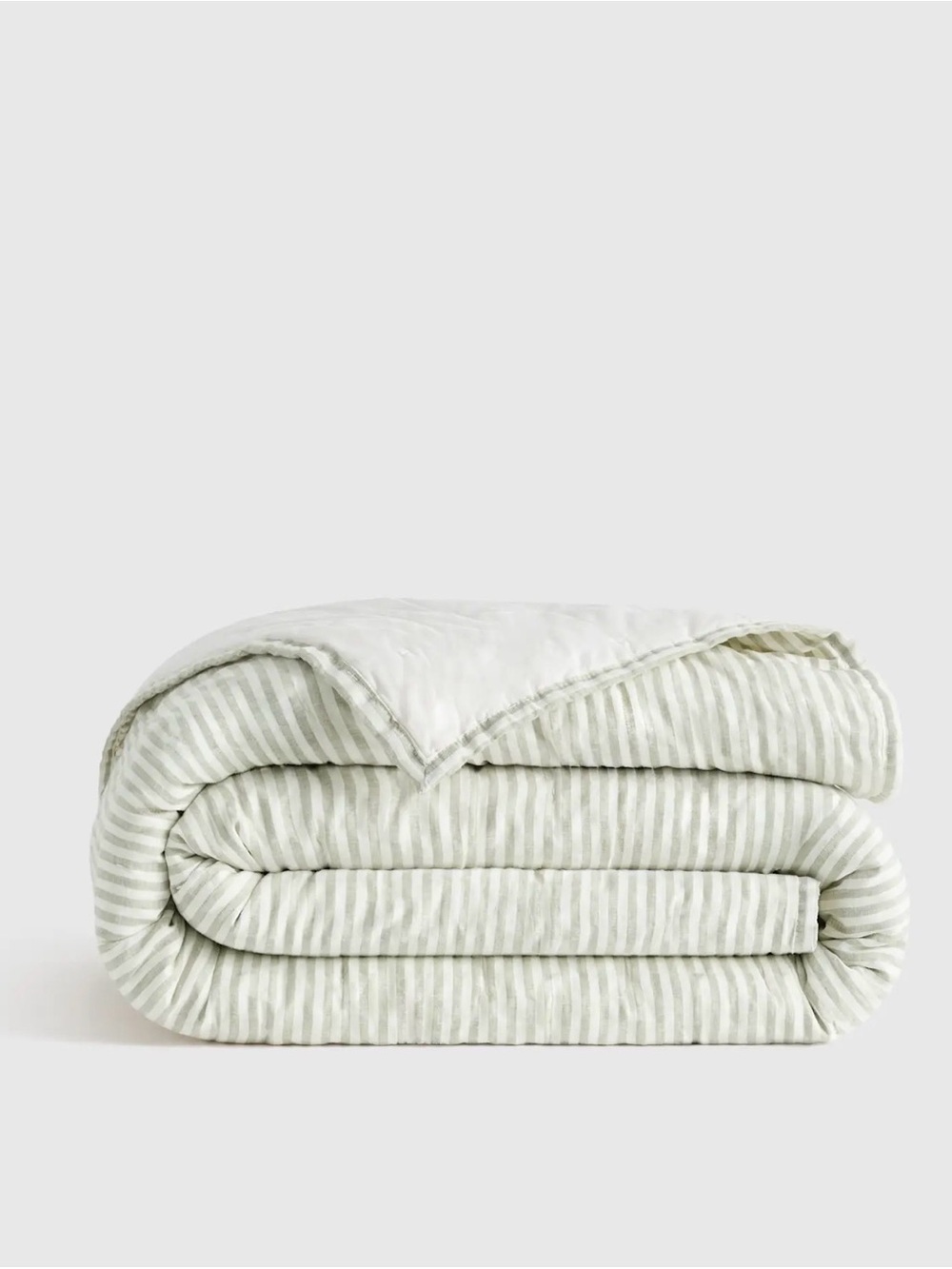 Willowleaf Full/Queen European Linen Striped Quilt - Retail $170